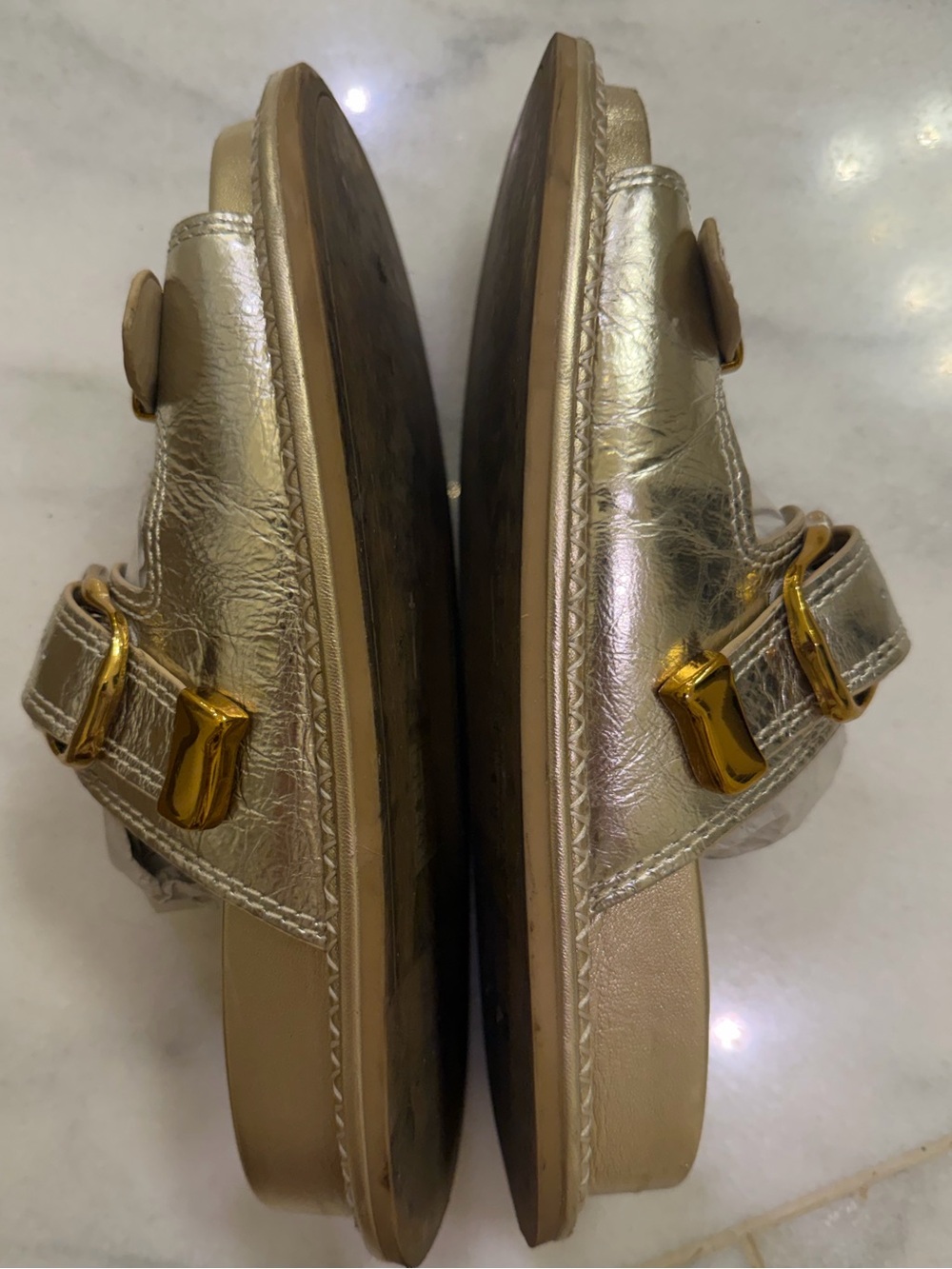 Dolce Vita Sevana Gold Slides Mules Light Gold - Picture 6 of 7
